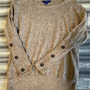 Apt. 9 light brown with black  Button Sleeve Sweater